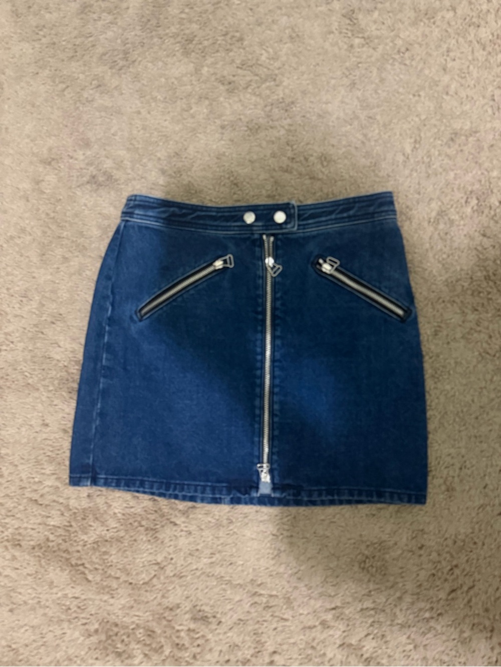 rag & bone Indigo Denim Zip-Front Mini Skirt